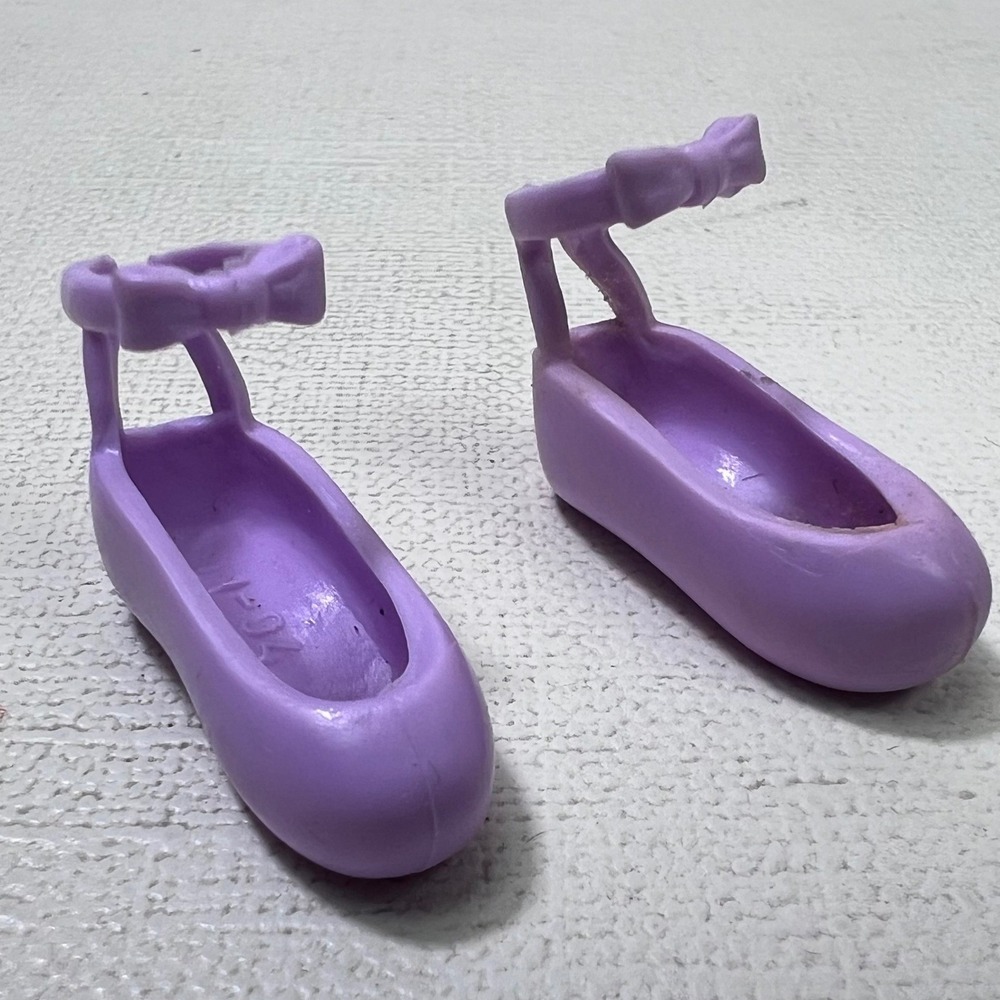 Barbie Doll Purple Ballet‎ Flats Ankle Strap Bow Shoes Miniature Accessories